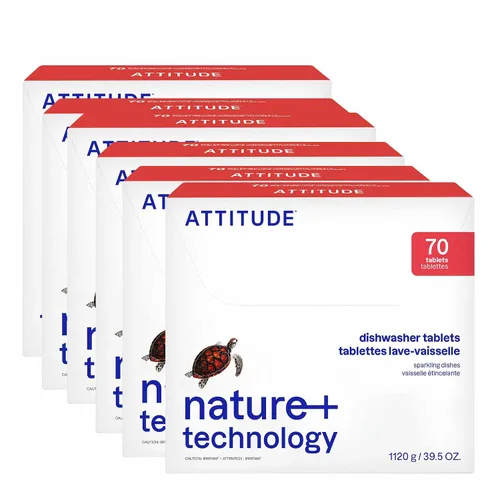 Miniatura 11 de Pastillas para Lavavajillas ATTITUDE, Fórmula Efectiva a Base de Plantas y Minerales Soluble en Agua, Libre de Fosfatos, Vegana y Sin Crueldad, Sin