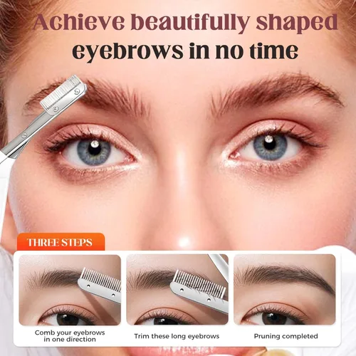 Miniatura 4 de Tijeras para recortar cejas, kit de aseo de cejas de precisión actualizado 2025, maquinilla de afeitar portátil para uso doméstico, herramienta