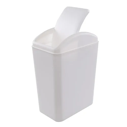Begale Paquete de 1 cubo de basura de plástico de 4.5 galones, cubo de basura con tapa oscilante, color blanco