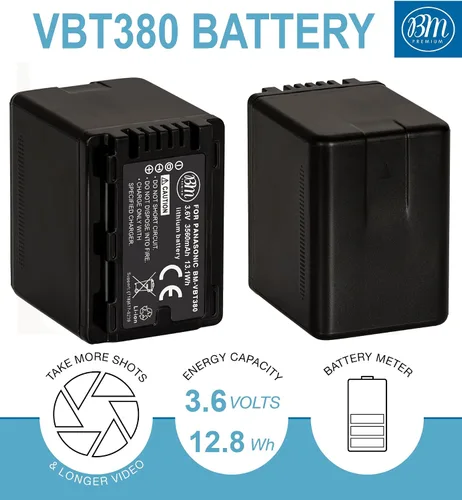 Miniatura 2 de BM Premium 2 baterías y cargador VW-VBT380 para Panasonic HC-V800K, HC-VX1K, HC-WXF1K, HCV510, HCV520, HC-V550, HCV710, HC-V720, HC-V750, HC-V770