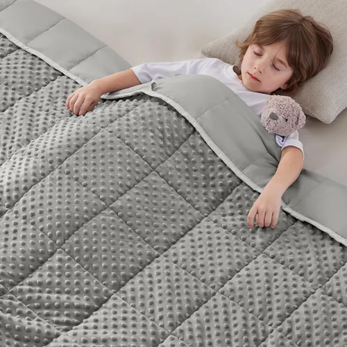 Miniatura 55 de anfie - Manta con peso para niños (40 x 60 pulgadas, 7 lb), manta refrescante para dormir, tamaño de manta ligera, transpirable, con cuentas de Gris