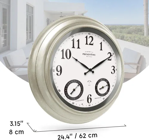 Miniatura 7 de Presentime & Co Jameson Reloj iluminado para interior/exterior de 24 pulgadas, casa de campo moderna, autoiluminado, impermeable, estación