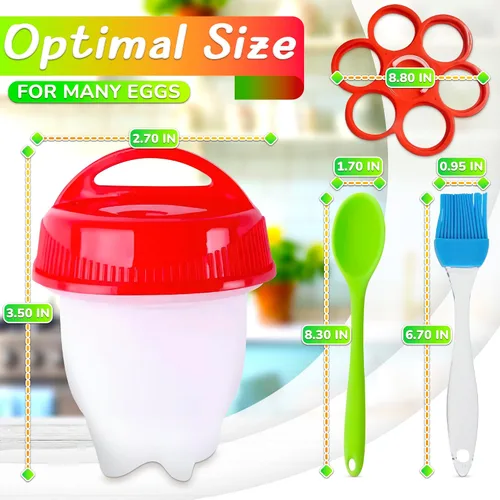 Miniatura 2 de Olla para huevos duros (juego de 6) – Molde de silicona para huevos duros en 10 – 15 minutos, juego de cápsulas para cocinar escalfadas sin cáscara