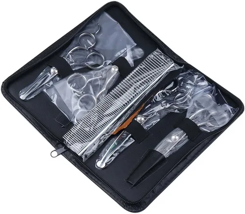 Miniatura 8 de Kit de tijeras de aseo para perros con punta redonda, tijeras 6 en 1, tijeras de aseo de mascotas de acero inoxidable, rectas, curvas, tijeras