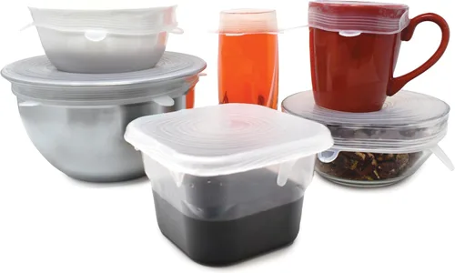Miniatura 7 de Norpro Juego de 6 tapas de silicona reutilizables aptas para alimentos, se adapta a aberturas de 2.5 a 11 pulgadas