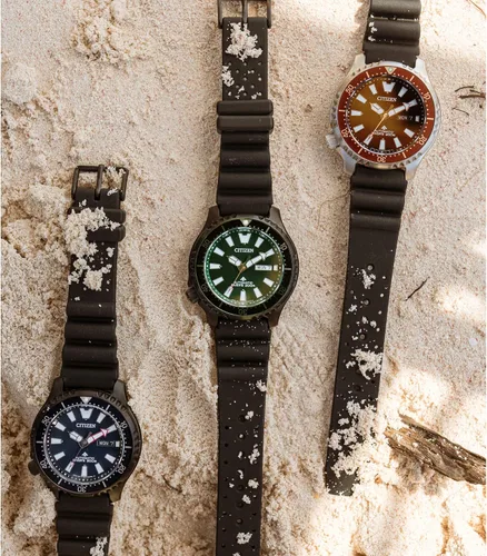 Miniatura 6 de Citizen Reloj Promaster Sea automático con correa de poliuretano para hombre, 3 manecillas, fecha y fecha, bisel giratorio, cristal de zafiro
