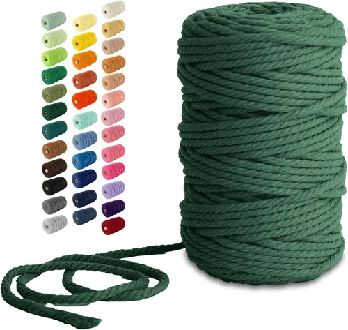 Miniatura 43 de Nook Theory - Cuerda de macramé de 3 mm, 220 yardas de cuerda de algodón, hilo de 4 mm y 5 mm, cuerda para manualidades, perfecta para colgantes