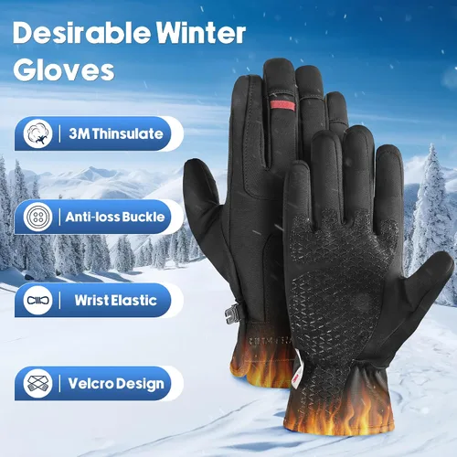 Miniatura 5 de ZUGM Los mejores guantes para clima frío, guantes de invierno aislantes, pantalla táctil de 3 dedos y 5 capas térmicas y regalos para hombres