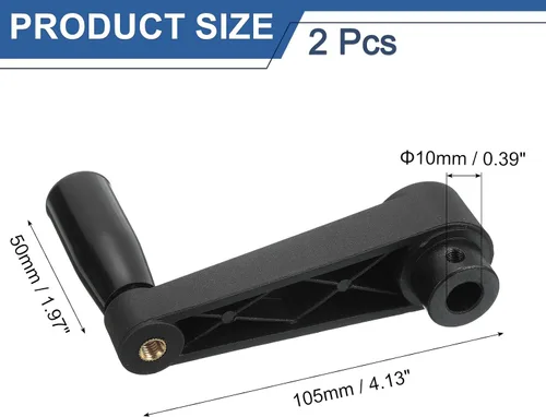 Miniatura 2 de uxcell 2 piezas de mango giratorio de 0.315 x 3.346 in (diámetro x L), mango de manivela de torno universal de repuesto para máquina de molienda