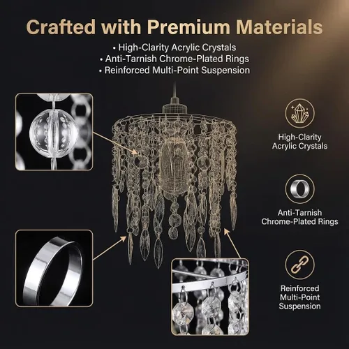 Miniatura 2 de Cortinas de araña de 11.81 pulgadas x 8.66 pulgadas de profundidad, pantalla de cristal pequeña, pantalla colgante de cuentas acrílicas, modernas
