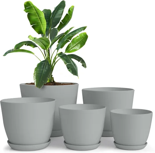 Miniatura 25 de Utopia Home - Macetas de Interior con Drenaje - Macetas de Flores de 7/6.6/6/5.3/4.8 Pulgadas para Plantas de Interior - Juego de 5 Macetas