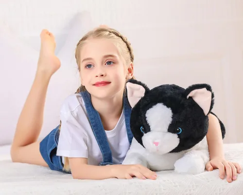 Miniatura 5 de Wepop Animales de Peluche con Peso de 5 Libras, Peluche de Gato Grande de 24 Pulgadas con Peso, Almohadas de Peluche para Abrazos, Regalos