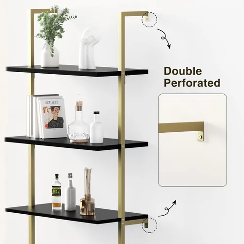 Miniatura 6 de Estantería de escalera con gabinete, estantería de pared de 71 pulgadas de alto con estantes y almacenamiento, estante de escalera estriado