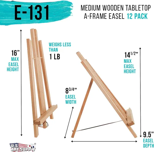 Miniatura 2 de U.S. Art Supply Caballete de mesa mediano de 14 pulgadas – Soporte de exhibición de madera de haya artista con marco en A, caballete de madera