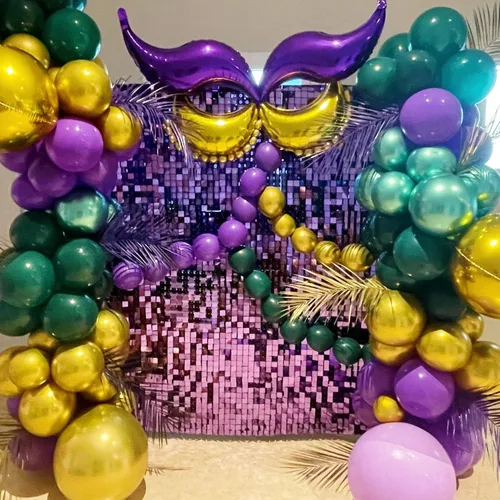 Miniatura 8 de COKAOBE Fondo de pared con brillo morado, 24 paneles cuadrados de lentejuelas brillantes, fondos de fotos para cumpleaños, aniversario, boda, Púrpura