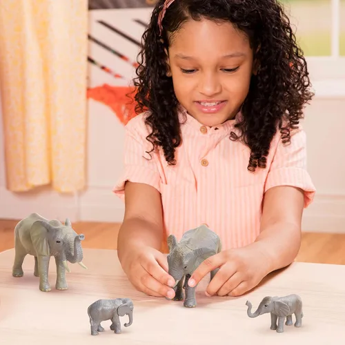 Miniatura 3 de Terra by Battat Juego familiar de juguetes de elefante africano de 4 piezas - Figuras realistas de animales de safari de plástico - Juguetes