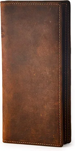 BRASS TACKS Leathercraft Billetera larga minimalista de cuero de grano superior para hombres vintage hecha a mano tarjetero plegable delgada caja de