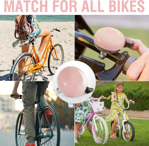 Miniatura 2 de MARQUE Campana de bicicleta Beach Cruiser – Diseño clásico de campana de bicicleta para adultos y niños con sonido de anillo tradicional Rosa