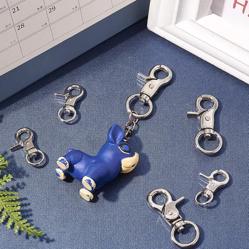 Miniatura 6 de PandaHall - 16 cierres de pinza de langosta de metal de 2 tamaños, cordones giratorios para llavero, llaveros, bolsas de bricolaje, colgantes