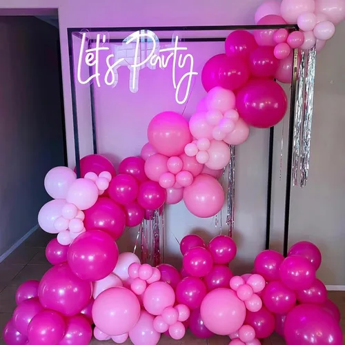 Miniatura 5 de Thomtery Globos blancos de confeti rosa, 50 globos de látex de 12 pulgadas para fiestas de cumpleaños, decoraciones del día de San Valentín