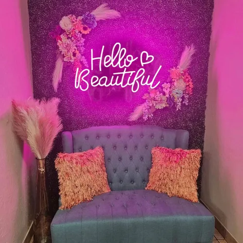Miniatura 12 de Letrero de neón LED con texto en inglés «Hello Gorgeous LED», luz nocturna de neón para pared, fiesta de cumpleaños, boda, bar, club, decoración