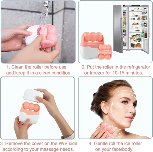 Miniatura 6 de Deashun Rodillo de hielo 2 en 1 para ojos faciales, rodillo masajeador facial para hinchazón ocular, reduce arrugas, alivia migrañas y lesiones