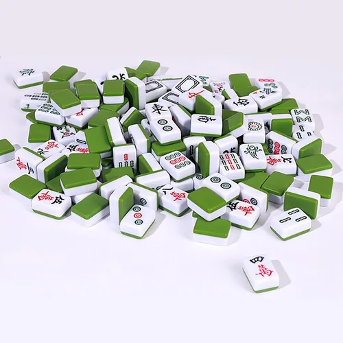 Miniatura 7 de Mahjong, juego de mahjong chino, 144 azulejos grabados, juego de viaje portátil para juego familiar/equipo, a partir de 9 años a adultos Verde