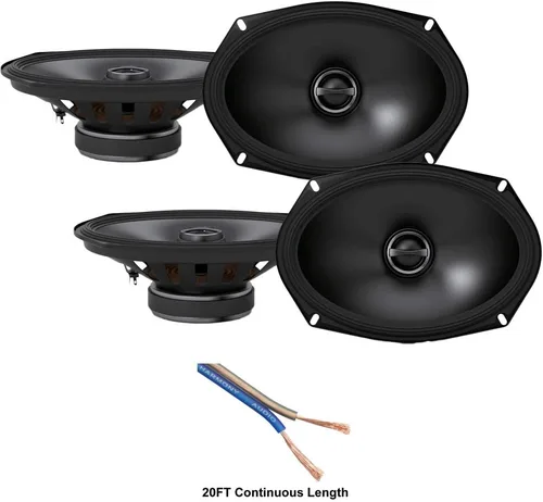 Alpine ALP19-S-S69 Audio para coche Tipo S Series Altavoces 6x9 Coaxial 340W Par de altavoces y HA-SW16BLU-5 pies (Cantidad múltiple = Longitud