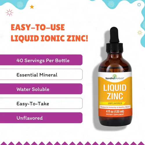 Miniatura 6 de Gotas de zinc líquido para niños, niños pequeños, bebés y adultos Paquete grande sin sabor de 4 onzas líquidas Suplementos de sulfato de zinc