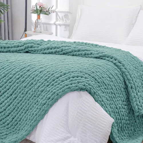 Miniatura 21 de Bigacogo Manta de punto grueso para sofá, 51 x 63 pulgadas, 100% tejida a mano con hilo de felpilla grueso jumbo, acogedoras y suaves mantas grandes