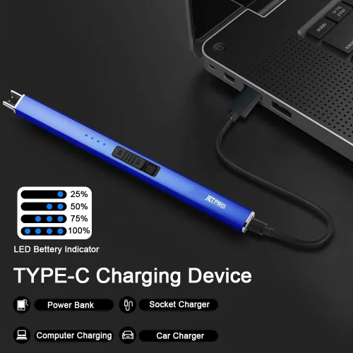 Miniatura 5 de Encendedor eléctrico de arco resistente al viento, sin llama, recargable por USB, con bloqueo de seguridad para velas, barbacoa, camping