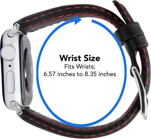 Miniatura 5 de Bandini Correa de cuero de fibra de carbono para hombre para Apple Watch de 1.732 in 1.772 in 1.654 in 1.614 in 1.575 in 1.496 in Ultra 1.929 in