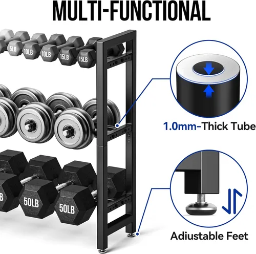 Miniatura 5 de Estante para mancuernas de 3 niveles, soporte de pesas para gimnasio en casa