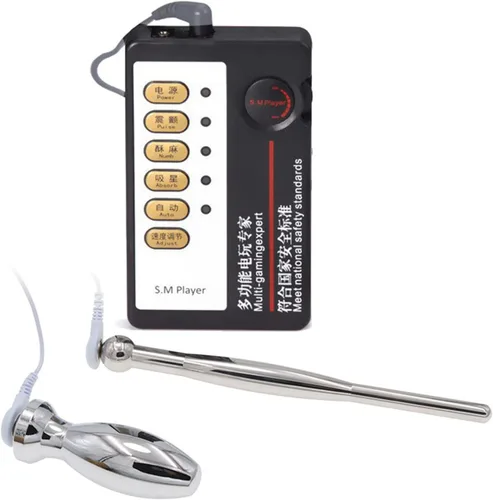 Miniatura 2 de Masturbación masculina Metal choque eléctrico enchufe uretral anillo estirable del pene conjunto de choque eléctrico