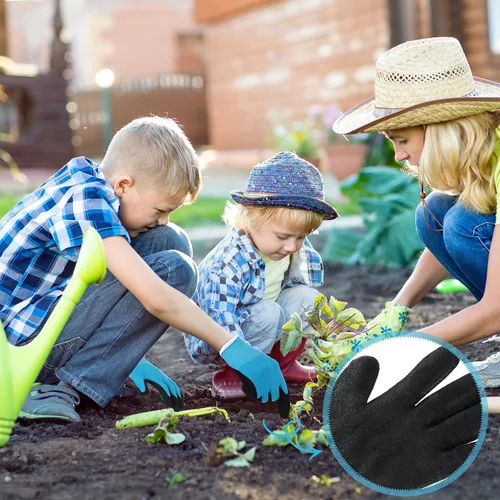 Miniatura 6 de Jeyiour Guantes de jardinería para niños, guantes de trabajo antideslizantes para niños, guantes de seguridad suave con revestimiento de goma