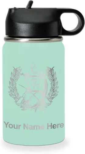 Miniatura 60 de LaserGram Botella de agua personalizada, bandera de Guatemala, acero inoxidable de doble pared aislada al vacío con popote superior, regalo grabado