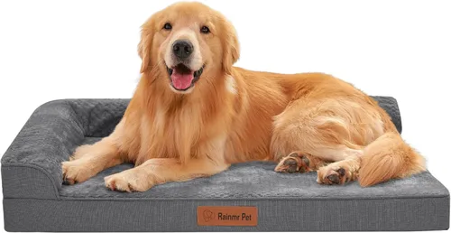Rainmr Camas ortopédicas para perros grandes, camas de espuma viscoelástica para perros de tamaño grande, funda extraíble lavable, parte inferior