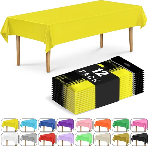Miniatura 16 de DecorRack 2 Manteles rectangulares de plástico libres de BPA, 54 x 108 pulgadas, mantel de mesa para comedor, mantel rectangular para fiestas