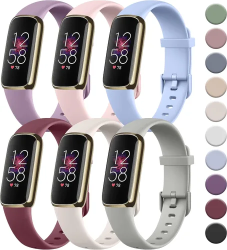 Miniatura 10 de Tobfit Paquete de 6 correas deportivas compatibles con correas Fitbit Luxe para mujeres y hombres, correas de silicona suave impermeables