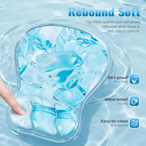 Miniatura 3 de Ospelelf Juego de alfombrilla de mouse con reposamuñecas de gel ergonómico para teclado, soporte de muñeca con parte inferior de goma Azul hielo