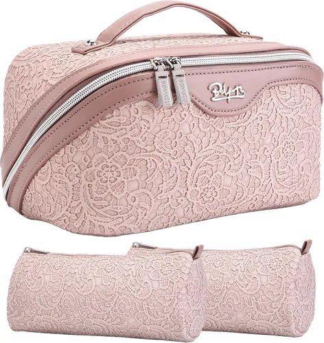Miniatura 19 de BOYATU Bolsas de maquillaje de viaje Bolsa organizadora de cosméticos: Juego de 3 bolsas de maquillaje de gran capacidad, bolsas de aseo de piel
