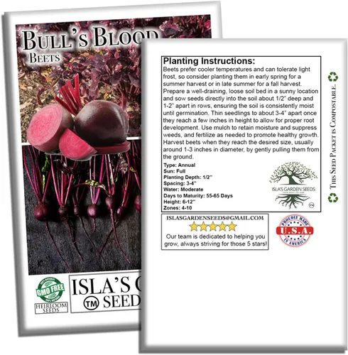 Miniatura 7 de Bull's Blood Semillas de remolacha para plantar, más de 100 semillas de reliquia por paquete, semillas de jardín de Isla