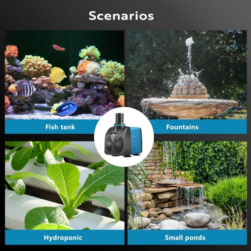 Miniatura 7 de TONGCHANT Bomba sumergible, 480 GPH y elevación de 8.2 pies Bomba de fuente de flujo ajustable de 35 W para tanque de peces y acuario pequeño, 3