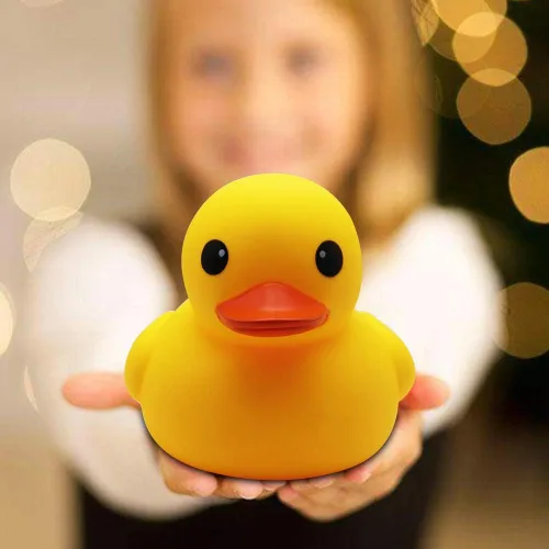 Miniatura 7 de Juguete de baño de pato Happy Trees Pato de baño grande Pato de goma chirriante para baby shower, 18 cm
