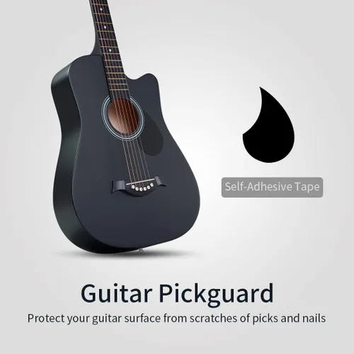 Miniatura 4 de Guitarra acústica negra de 38 pulgadas, kit para principiantes de guitarra acústica para adultos, juego de iniciación con bolsa acolchada, correa