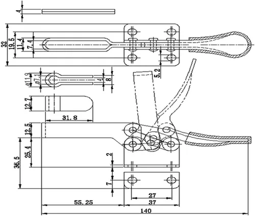 Miniatura 6 de E-TING 201B abrazadera de liberación rápida, uso manual, antiderrapante, horizontal, roja, 4 piezas