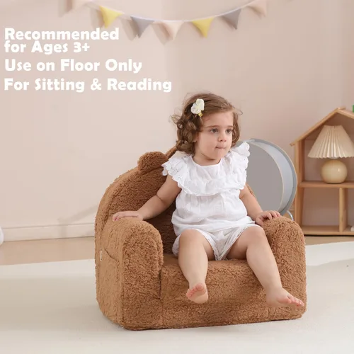 Miniatura 6 de Silla para niños pequeños, sofá plegable de oso sherpa, silla de lectura para niños, sofá abatible para niños, sofá convertible para niños de 1 a 3