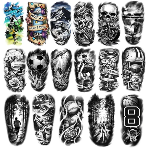 Miniatura 13 de Tatuajes temporales para hombres y mujeres adultos, 77 hojas de calcomanías de tatuaje falsas, lágrimas de serpiente, relojes, planetas