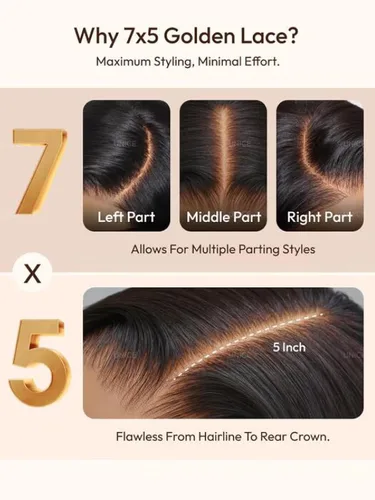 Miniatura 9 de UNICE Bye Bye Slip Peluca de Capas Emplumadas con Raya Lateral de Cabello Humano Sin Pegamento con Tiras de Silicona Seguras y Cordón Densidad 200%