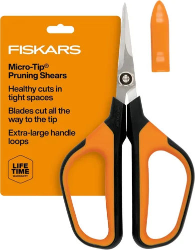 Miniatura 13 de Fiskars 399241-1002 Tijeras de podar con micro puntas, cuchillas antiadherentes, 2 unidades, naranja